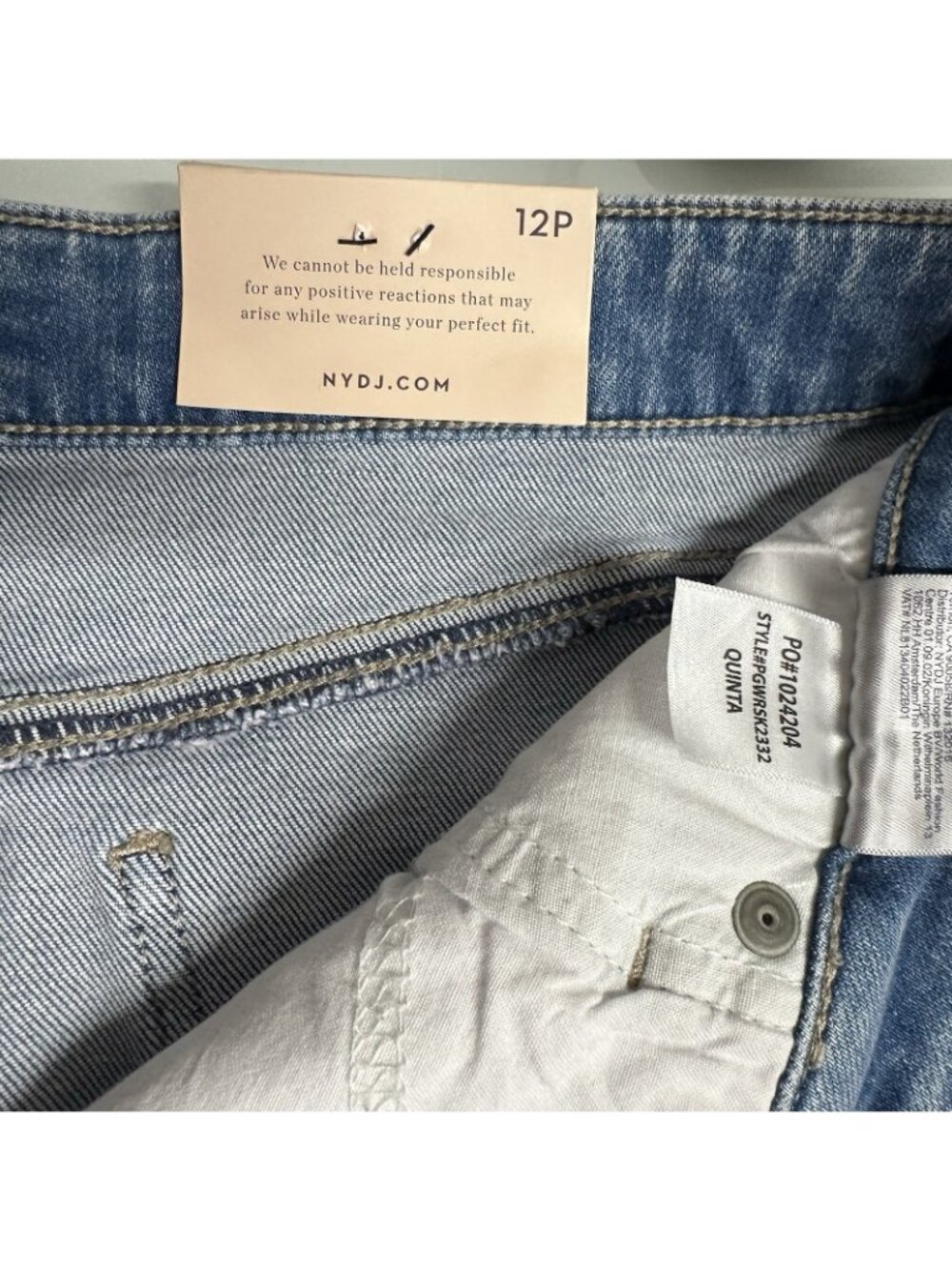 NYDJ Women's Size 12P Quinta 5 Pocket Stretch Denim Jean Skirt Just Above Knee - Picture 5 of 9